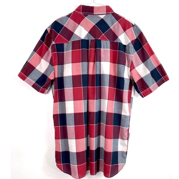VANS Window Plaid Cotton Short Sleeve Button Up Shirt in Red With Blue Size XL - Picture 3 of 8